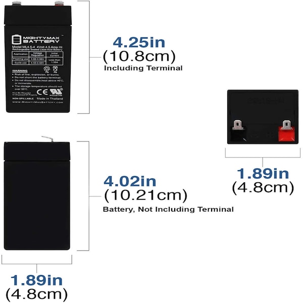 4 Volt 4.5 Ah SLA Battery Replaces Universal Power Group UB445 - 3PK